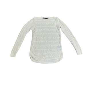 Lauren Ralph Cream Cable Knit Sweater Small